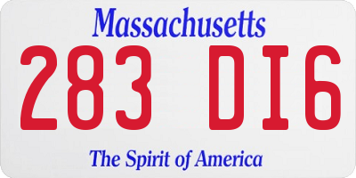 MA license plate 283DI6