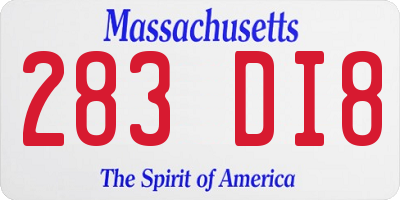 MA license plate 283DI8