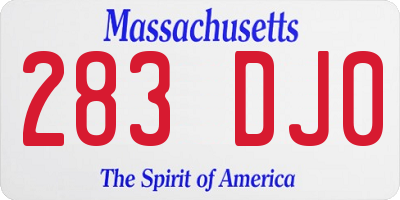 MA license plate 283DJ0