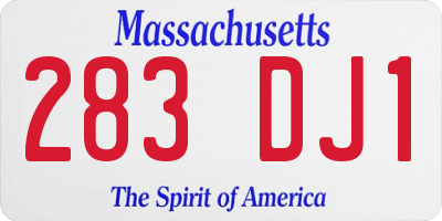MA license plate 283DJ1