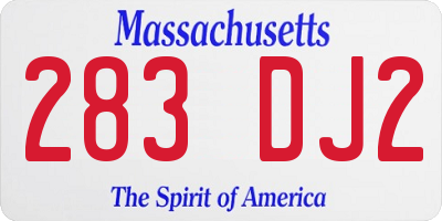 MA license plate 283DJ2