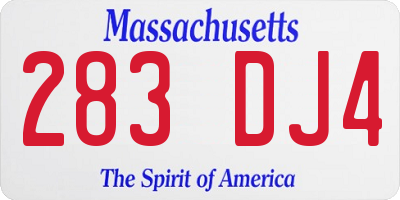 MA license plate 283DJ4
