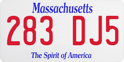 MA license plate 283DJ5