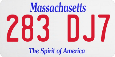 MA license plate 283DJ7