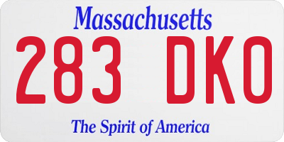 MA license plate 283DK0