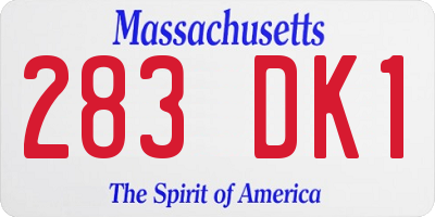 MA license plate 283DK1