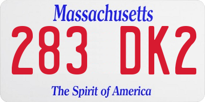 MA license plate 283DK2