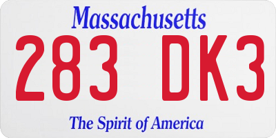 MA license plate 283DK3