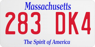 MA license plate 283DK4