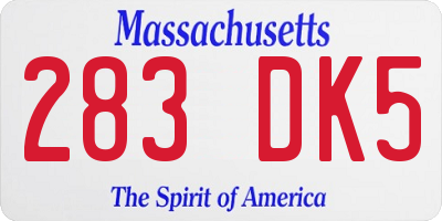 MA license plate 283DK5