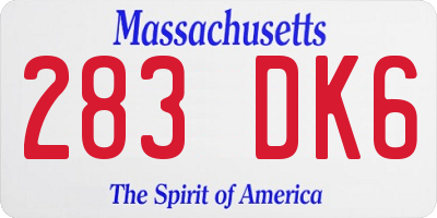 MA license plate 283DK6
