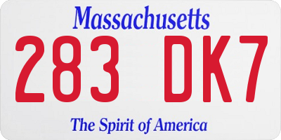 MA license plate 283DK7