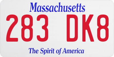 MA license plate 283DK8