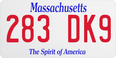 MA license plate 283DK9