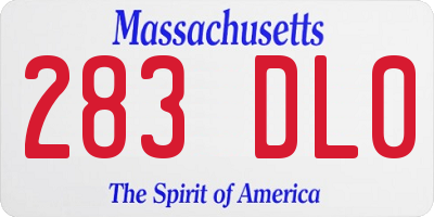 MA license plate 283DL0