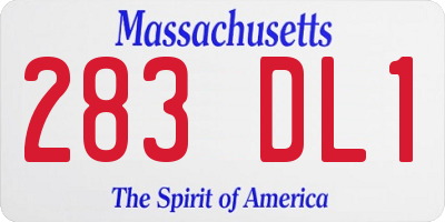 MA license plate 283DL1