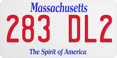 MA license plate 283DL2