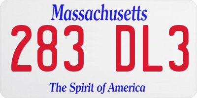 MA license plate 283DL3