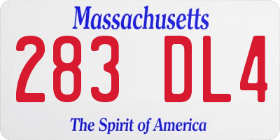MA license plate 283DL4