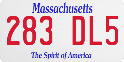 MA license plate 283DL5