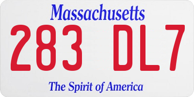 MA license plate 283DL7