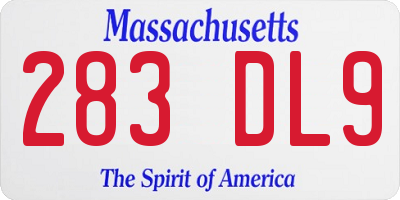 MA license plate 283DL9
