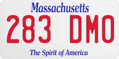 MA license plate 283DM0