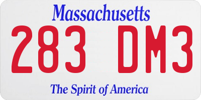 MA license plate 283DM3