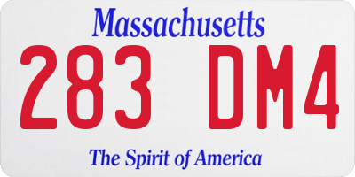 MA license plate 283DM4