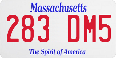 MA license plate 283DM5