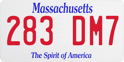 MA license plate 283DM7