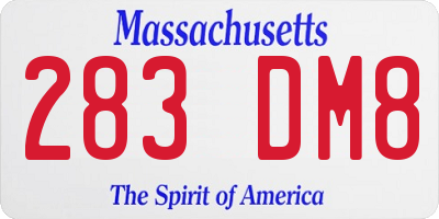 MA license plate 283DM8