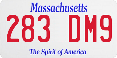 MA license plate 283DM9