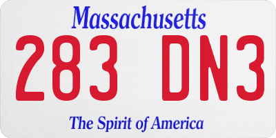MA license plate 283DN3