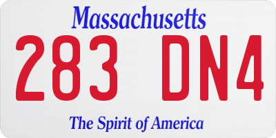 MA license plate 283DN4