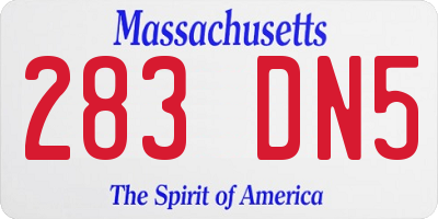 MA license plate 283DN5