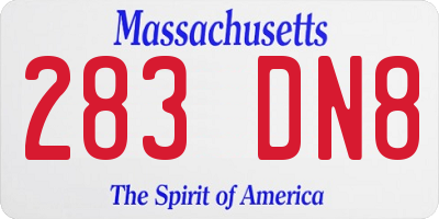 MA license plate 283DN8