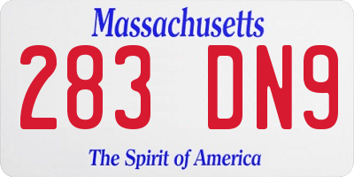 MA license plate 283DN9