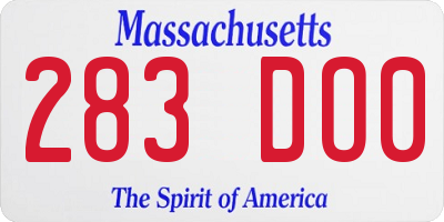 MA license plate 283DO0