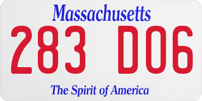 MA license plate 283DO6