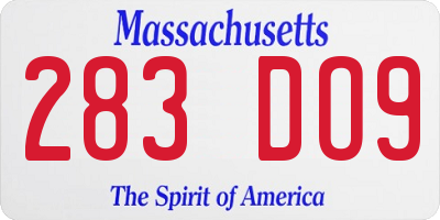MA license plate 283DO9
