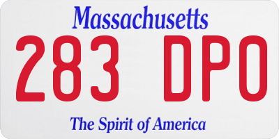 MA license plate 283DP0