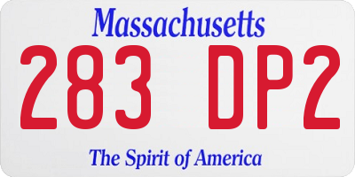MA license plate 283DP2