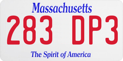 MA license plate 283DP3