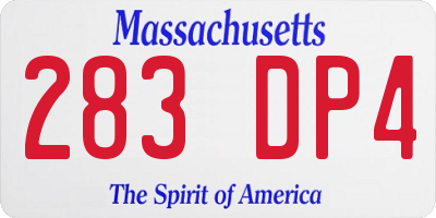 MA license plate 283DP4
