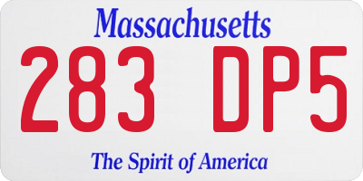 MA license plate 283DP5