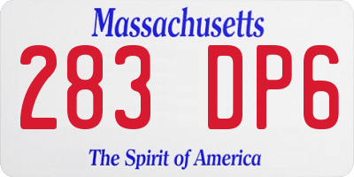 MA license plate 283DP6