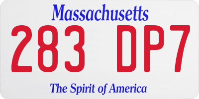 MA license plate 283DP7