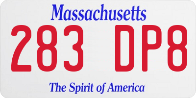 MA license plate 283DP8