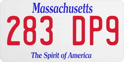 MA license plate 283DP9